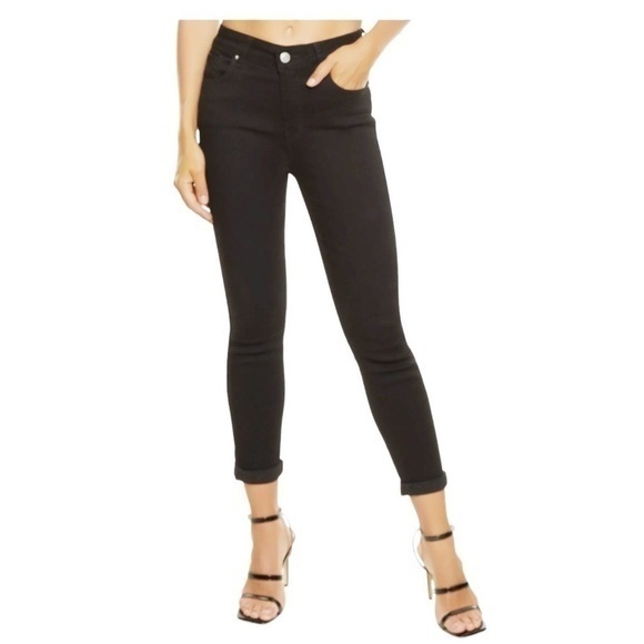 Wax JEAN | Basic Black Skinny Jeans With Rolled Cuffs - Picture 1 of 11